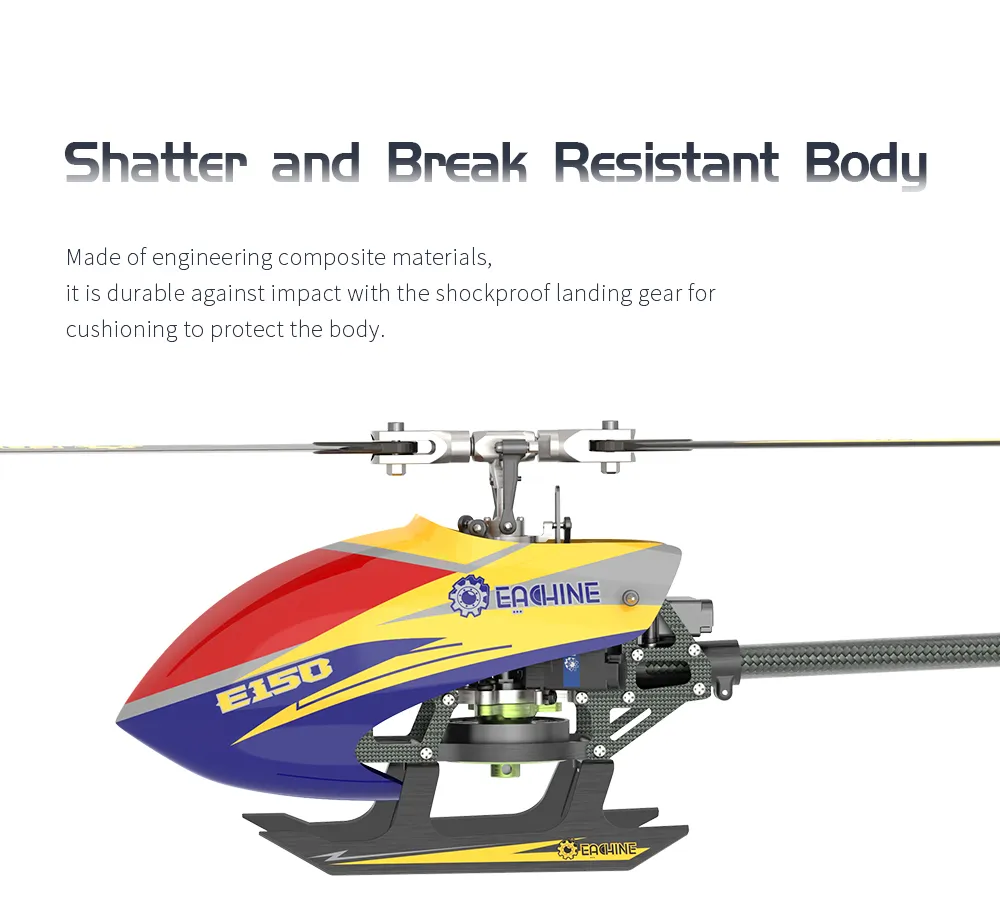 Eachine E150 2.4G 6CH 6-Axis Gyro 3D6G Dual Brushless Direct Drive Motor Flybarless RC Helicopter RTF