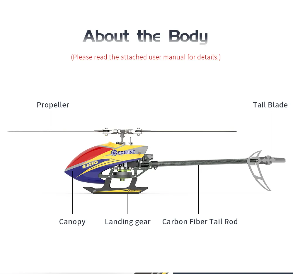 Eachine E150 2.4G 6CH 6-Axis Gyro 3D6G Dual Brushless Direct Drive Motor Flybarless RC Helicopter RTF