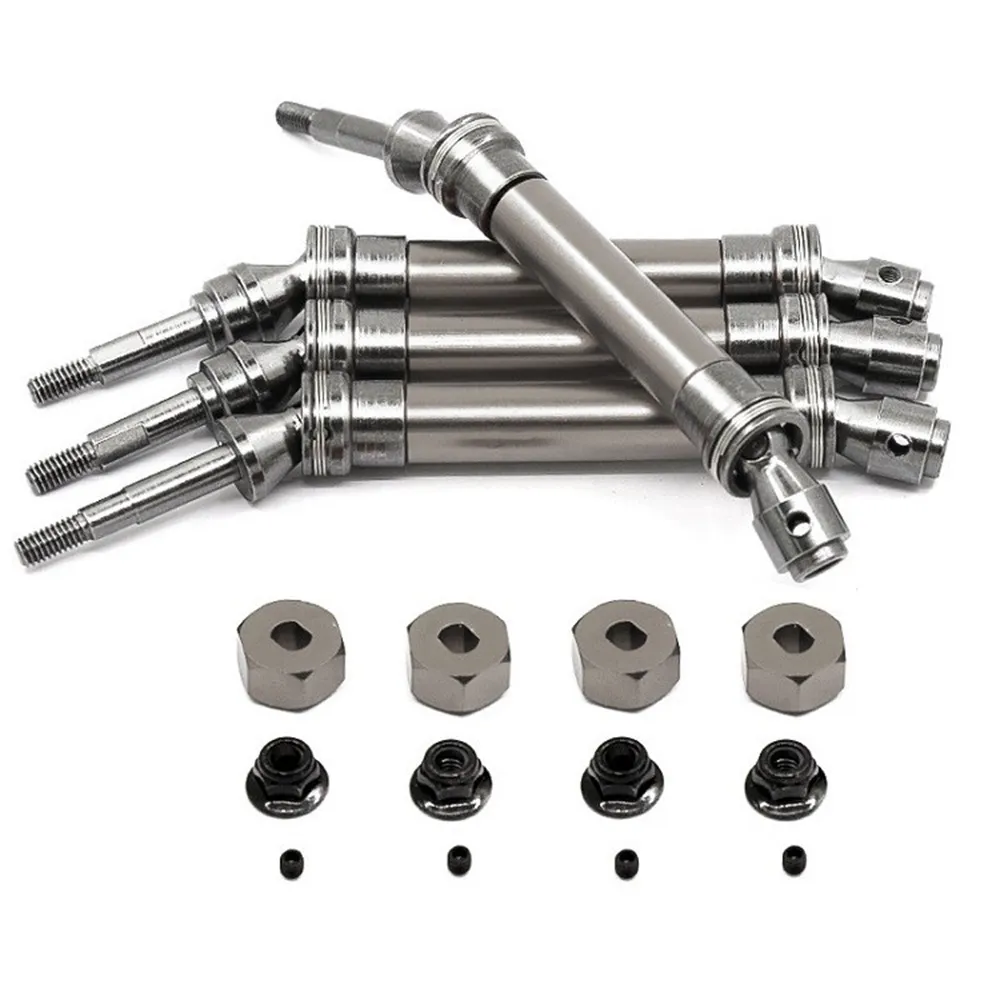 Upgraded Metal Front Rear CVD Drive Shaft w/ Hex Adapter for SLASH 4x4 Huan QI 727 1/10 RC Cars Vehicles Models Parts