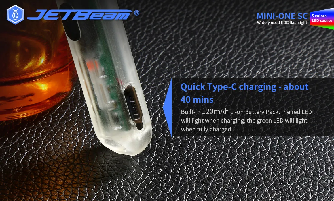 Linterna llavero LED con detector de agente blanqueador de fluorescencia JETBEAM MINI ONE SC de 500 lúmenes Linterna llavero LED con detector de agente blanqueador de fluorescencia JETBEAM MINI ONE SC de 500 lúmenes