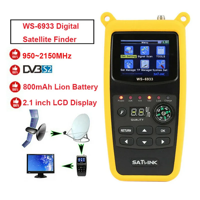 Satlink WS-6933 DVB-S2 FTA CKU Band Satlink Digital Satellites Finder Meter