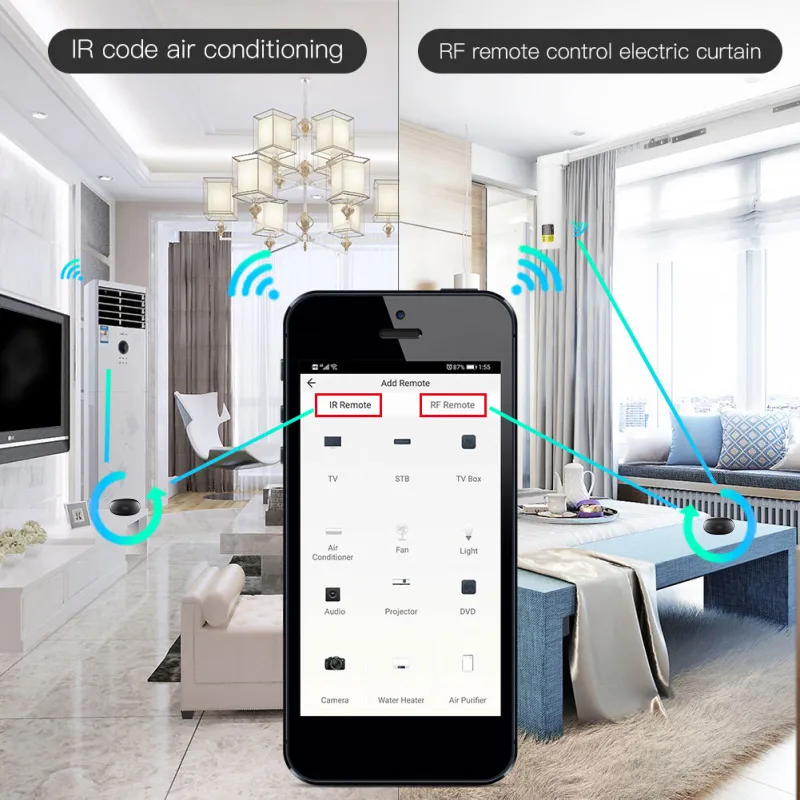 Tuya 433MHz RF Remote Control for Alexa Wifi IR RF Remote Controller Automation IR RF Lamp TV Air Conditioner Fan DVD