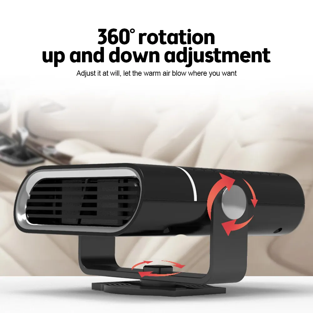 150W 12V Portable Car Heater 2 in 1 Heating Cooling Electric Fan 360° Adjustable Defrosting Demist