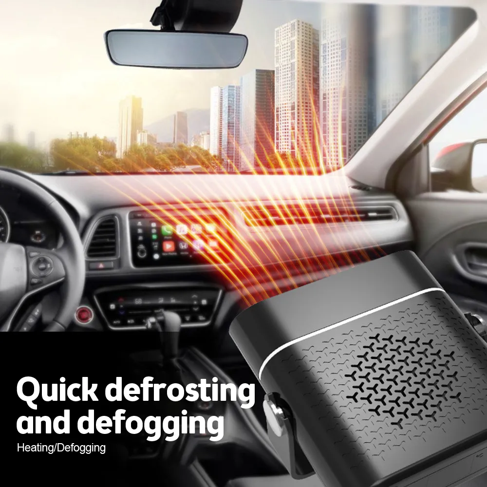 150W 12V Portable Car Heater 2 in 1 Heating Cooling Electric Fan 360° Adjustable Defrosting Demist