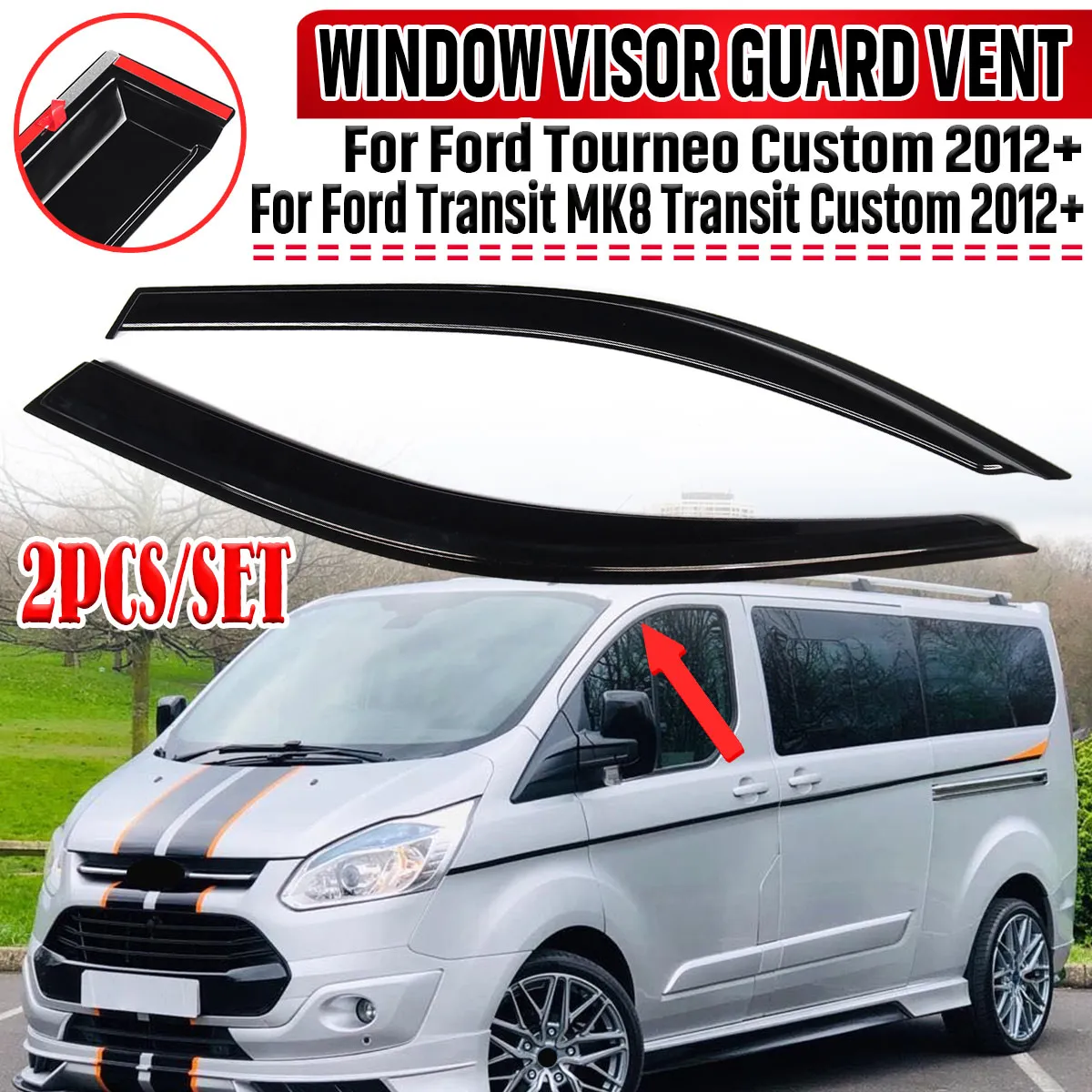 Paar Wind Regen Sonne Rauch Schutz Deflectprs Vorne Für Ford Transit MK8 2012 +