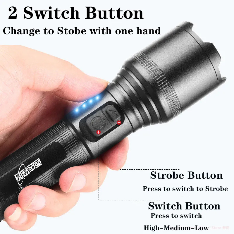 BIKIGHT Powerful XHP60 Flashlight Super Bright Portable Torch USB Rechargeable Outdoor Camping Tactical Zoomable Flash Light BIKIGHT Powerful XHP60 Flashlight Super Bright Portable Torch USB Rechargeable Outdoor Camping Tactical Zoomable Flash Light