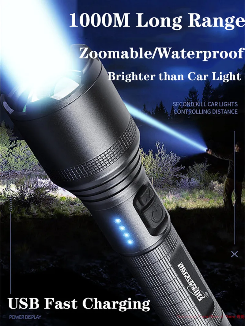 BIKIGHT Powerful XHP60 Flashlight Super Bright Portable Torch USB Rechargeable Outdoor Camping Tactical Zoomable Flash Light BIKIGHT Powerful XHP60 Flashlight Super Bright Portable Torch USB Rechargeable Outdoor Camping Tactical Zoomable Flash Light
