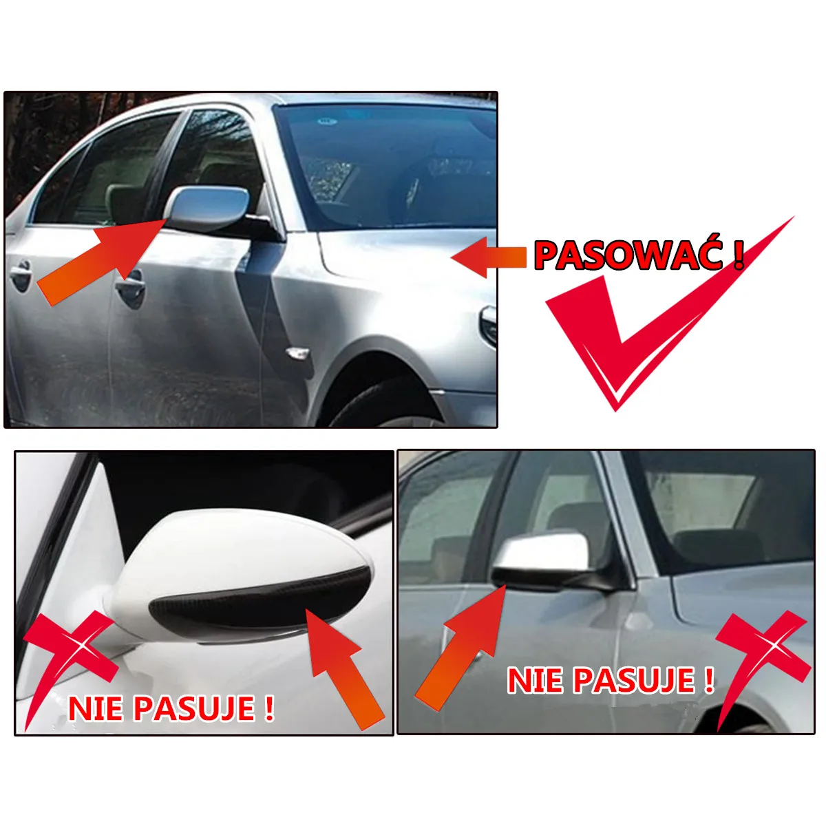 2X M Style Rear Wing Mirror Cover Cap Glossy Black For BMW E60 E61 2003-2008