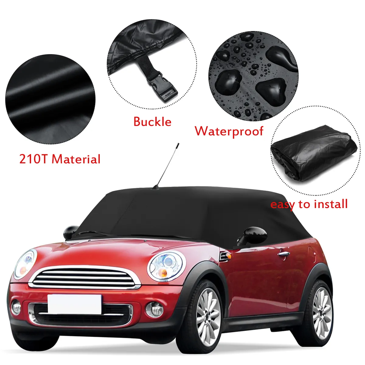 210T Car Half Body Cover For BMW MINI 2004+ Roof Protector UV Snow Resistant