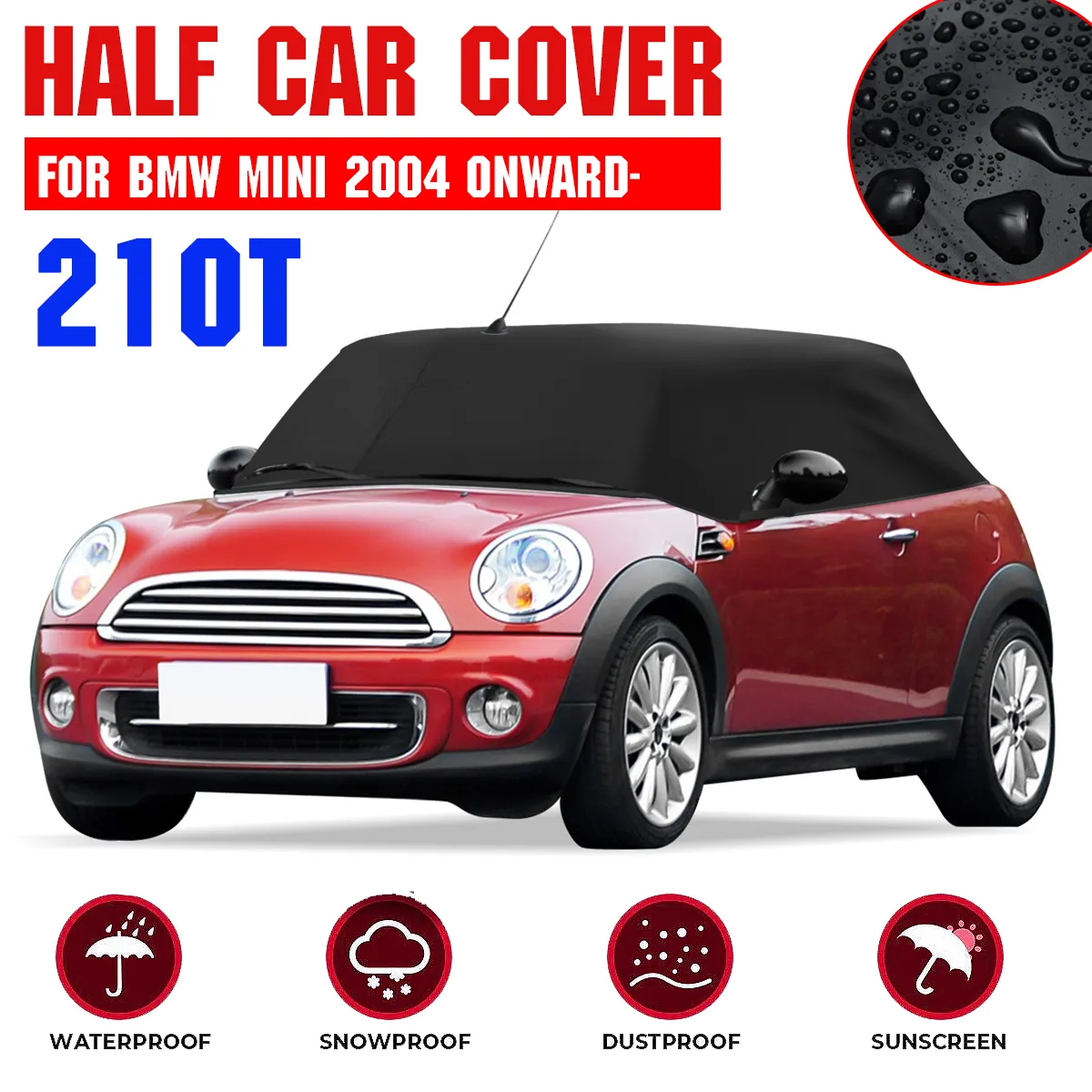 210T Car Half Body Cover For BMW MINI 2004+ Roof Protector UV Snow Resistant