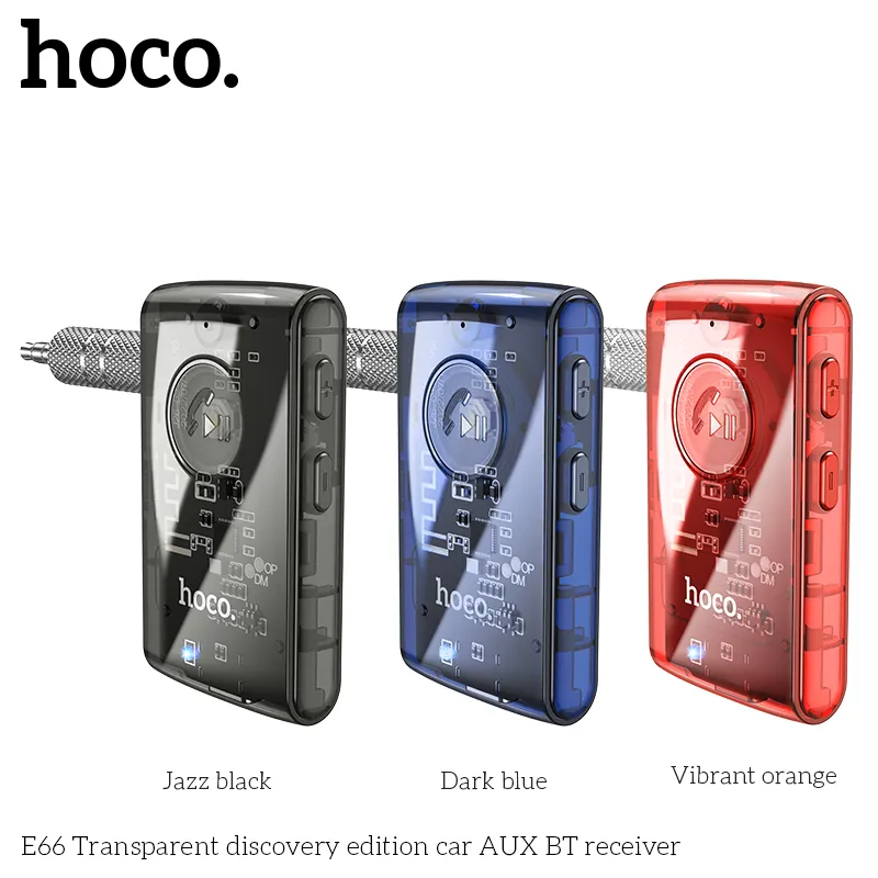 HOCO E66 Transparent Wireless bluetooth 3.5mm AUX Audio Stereo Music Home Car Receiver Adapter