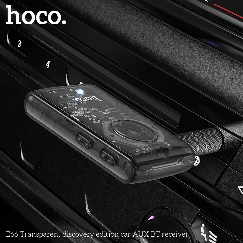 HOCO E66 Transparent Wireless bluetooth 3.5mm AUX Audio Stereo Music Home Car Receiver Adapter