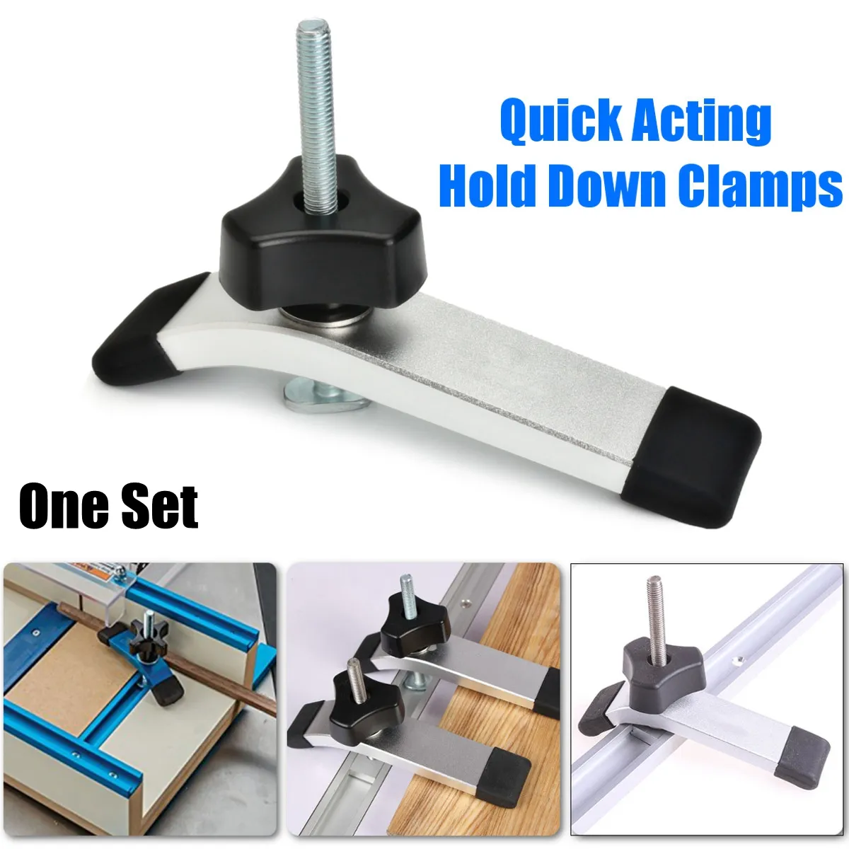 Wnew Quick Acting Hold Down Clamp T-Slot T-Track Clamp Set for Woodworking