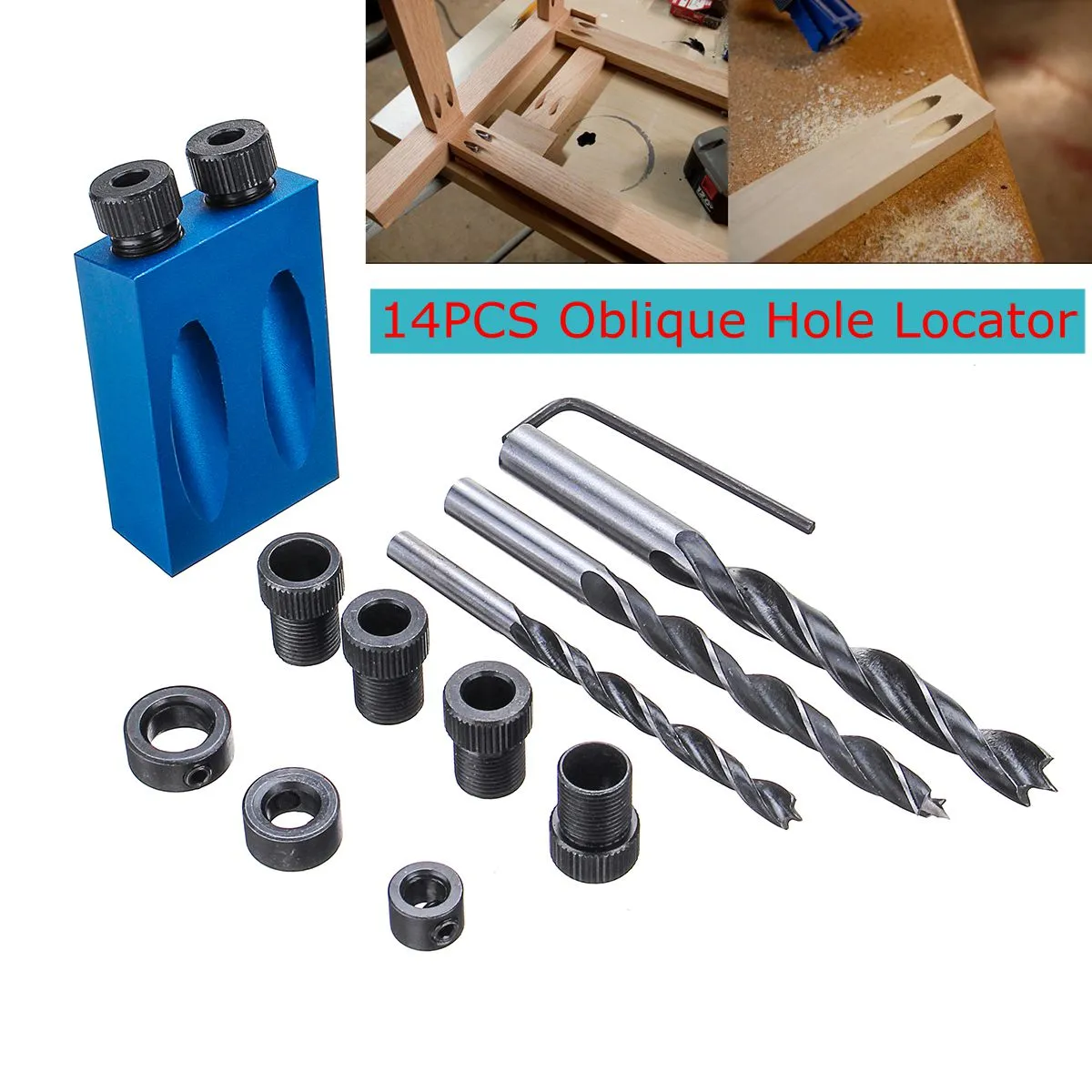 Pocket Hole Jig with Dowel Drill Set Drill Guide Woodworking Tool