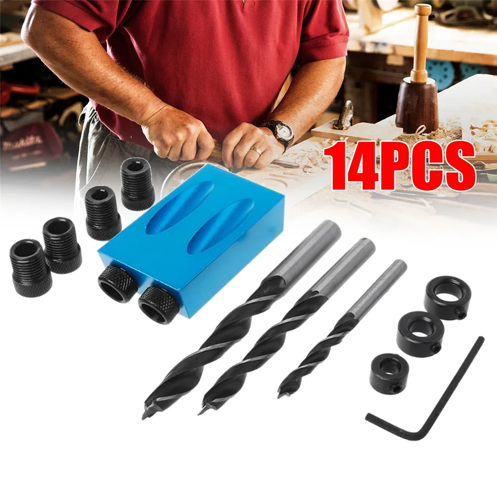 Pocket Hole Jig with Dowel Drill Set Drill Guide Woodworking Tool
