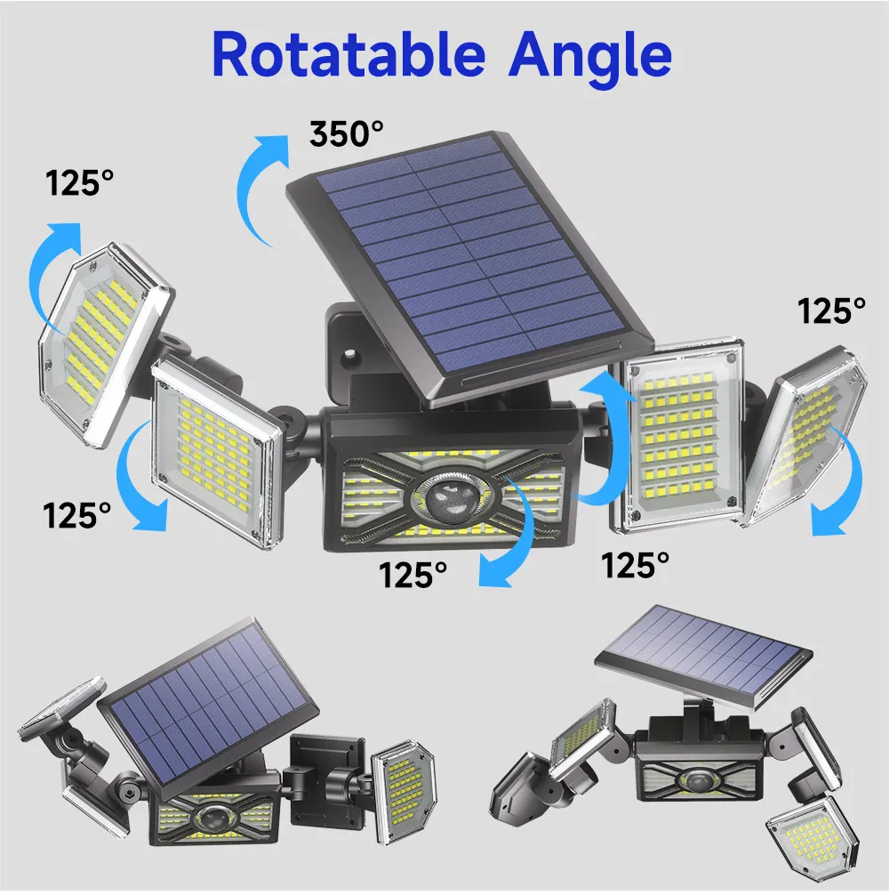 Outdoor Solar Lights Powerful 244Led Lamp Spotlight Sunlight Energy Waterproof For Exterior Garden Wall Decor