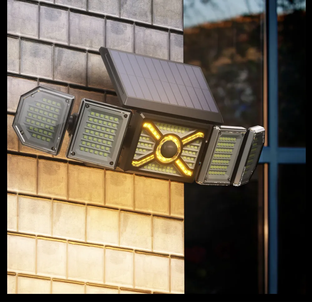 Outdoor Solar Lights Powerful 244Led Lamp Spotlight Sunlight Energy Waterproof For Exterior Garden Wall Decor