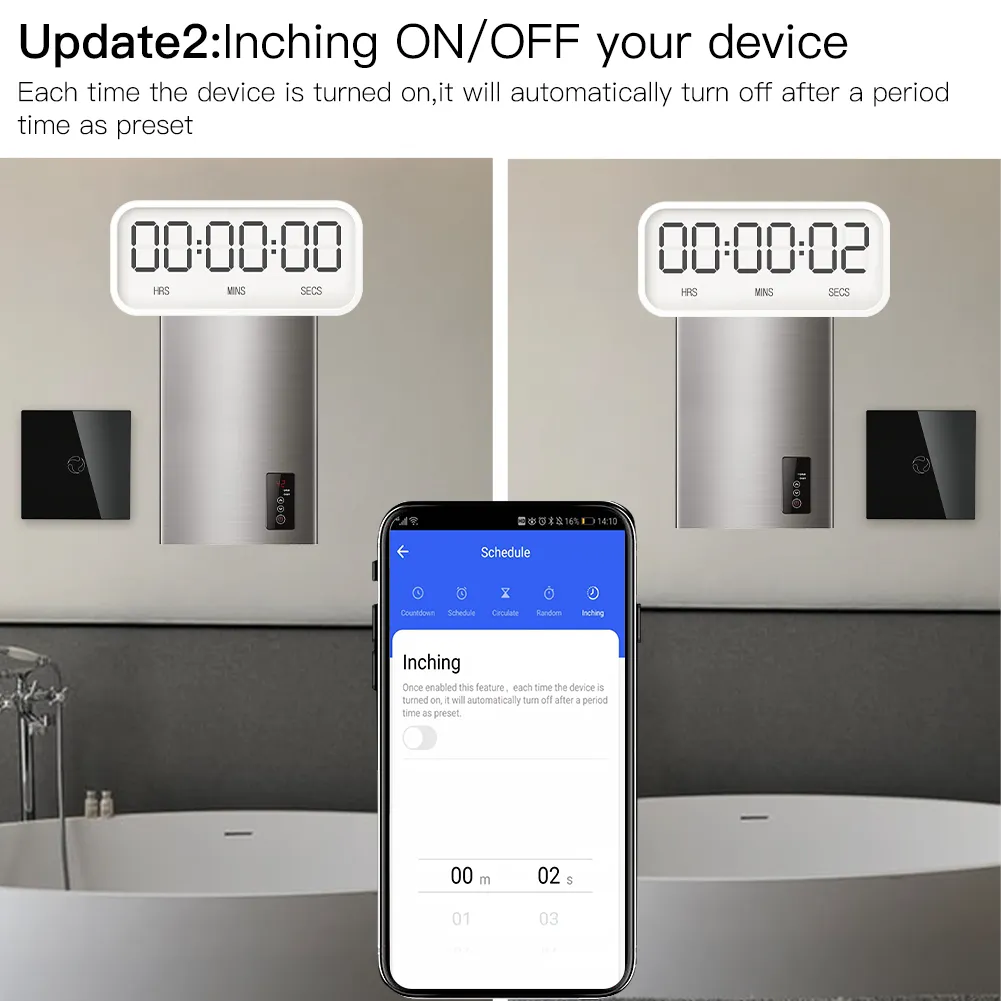 Moes WiFi Boiler Switch Water Heater wall controller Tuya Smart life APP Remote Control Alexa Google Home Voice Glass Panel