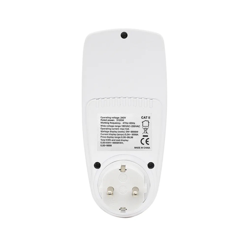 EU Plug Digital Power Meter Socket 230V 16A Energy Consumption Electricity Metering Monitor