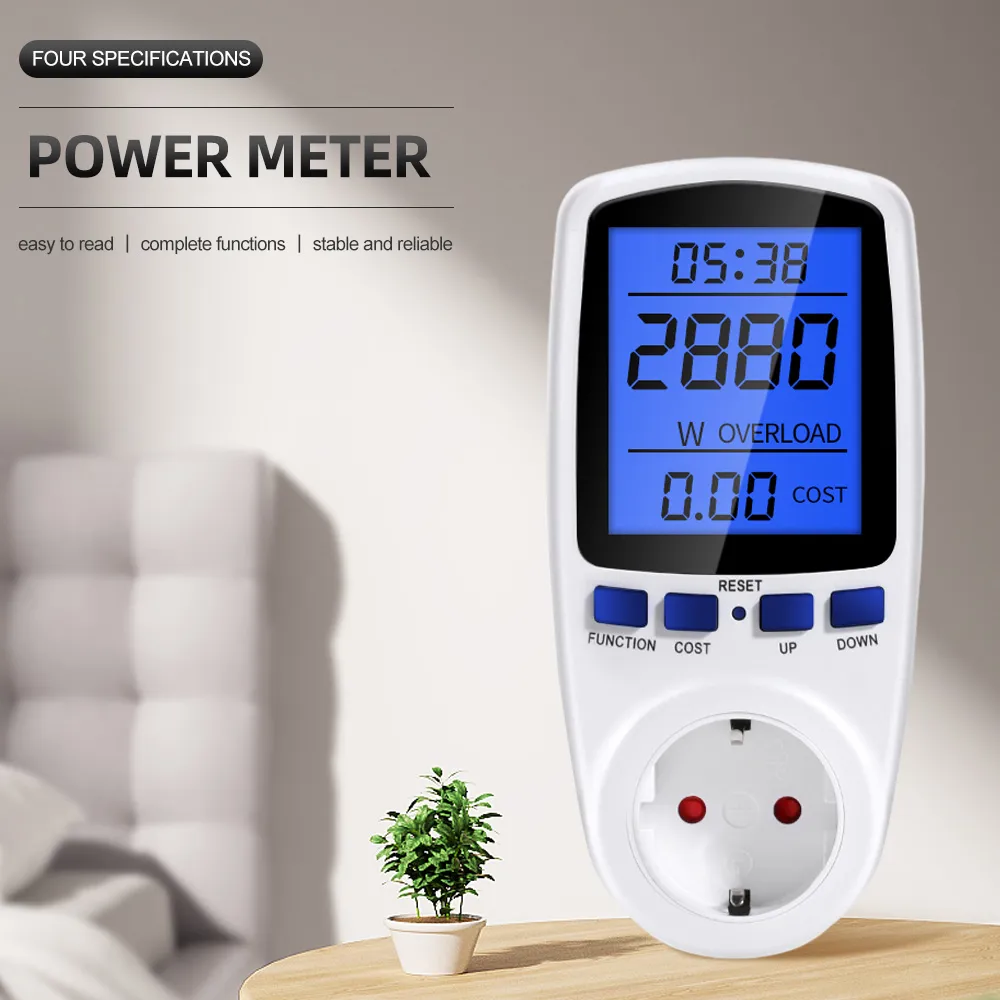 Digital Voltage Wattmeter Power Meter Socket EU Plug 230V AC Wattage Kwh Energy Consumption Electricity Meter
