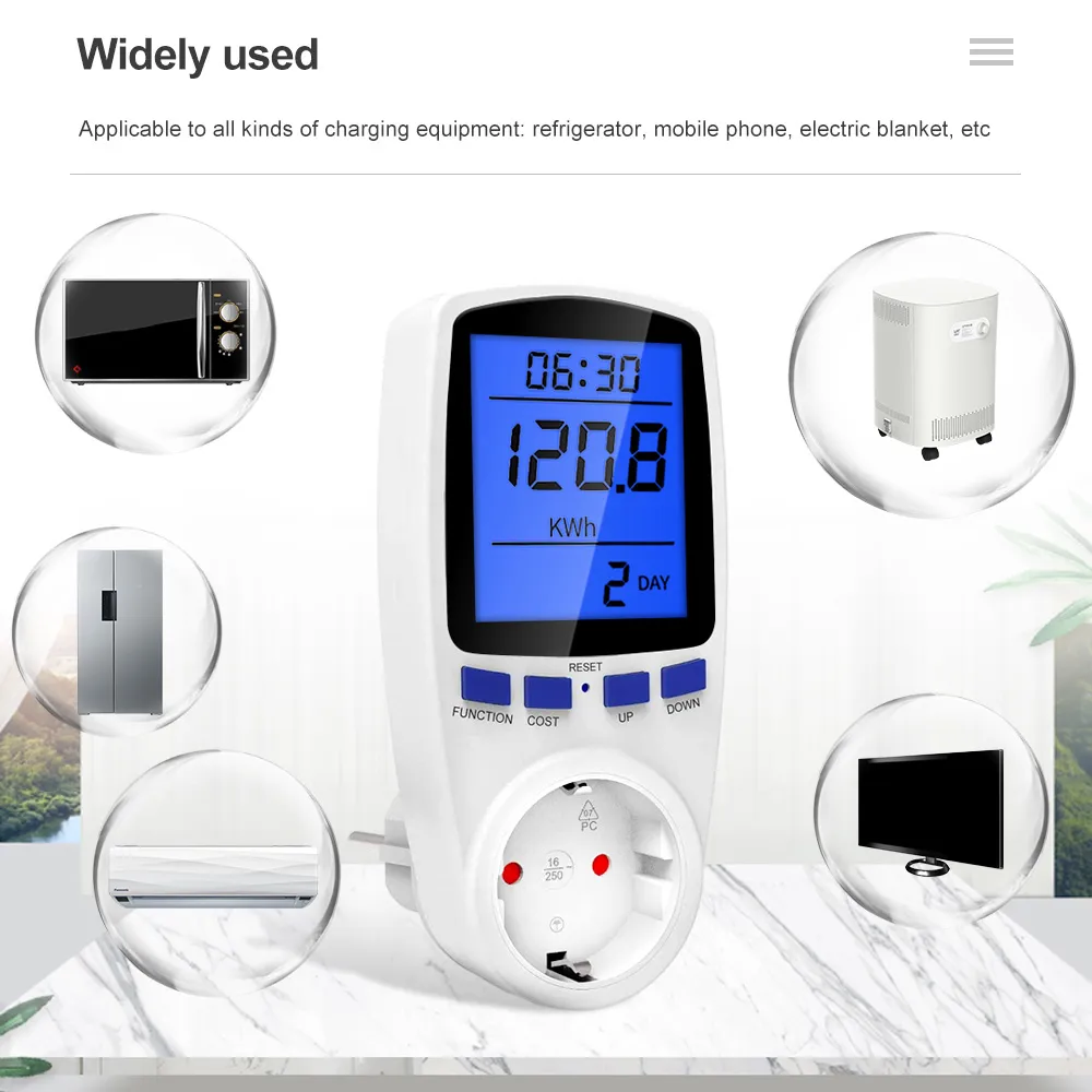 Digital Voltage Wattmeter Power Meter Socket EU Plug 230V AC Wattage Kwh Energy Consumption Electricity Meter