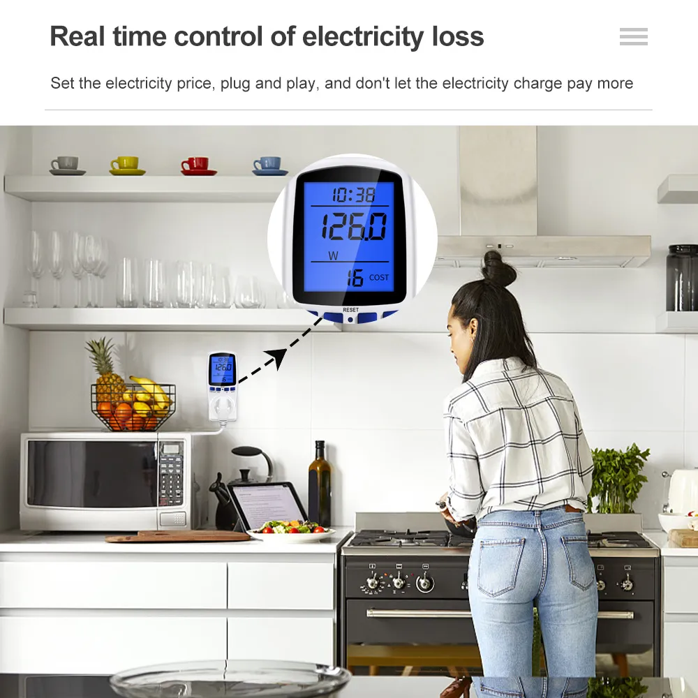 Digital Voltage Wattmeter Power Meter Socket EU Plug 230V AC Wattage Kwh Energy Consumption Electricity Meter