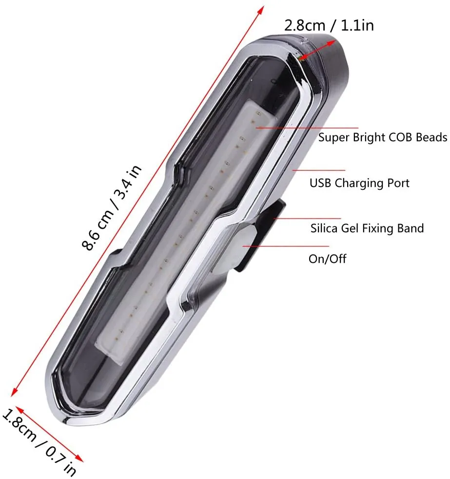 Bicycle Rear Light Ultra Bright USB Rechargeable High Intensity LED Tail Light Accessories for Cycling Mountain Bike