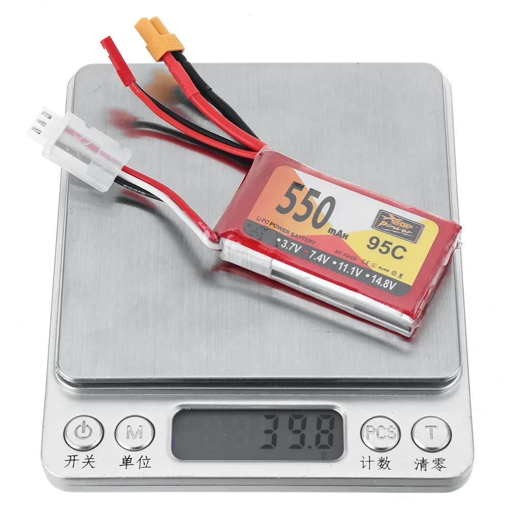 ZOP POWER 7.4V 550mAh 95C 2S LiPo Battery XT30 Plug for RC Drone