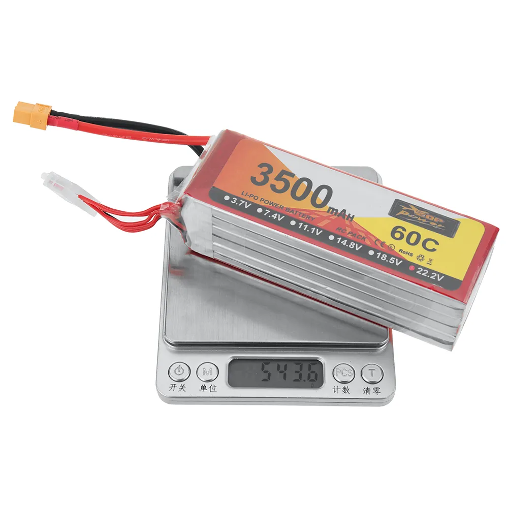 ZOP POWER 22.2V 3500mAh 60C 6S LiPo Battery XT30 Plug for RC Drone