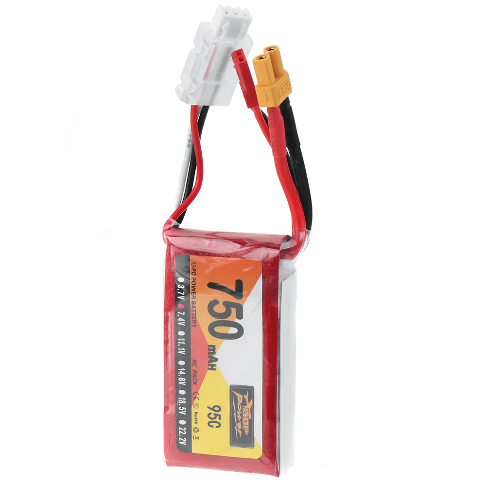 ZOP POWER 7.4V 750mAh 95C 2S LiPo Battery XT30 JST Plug for RC Drone