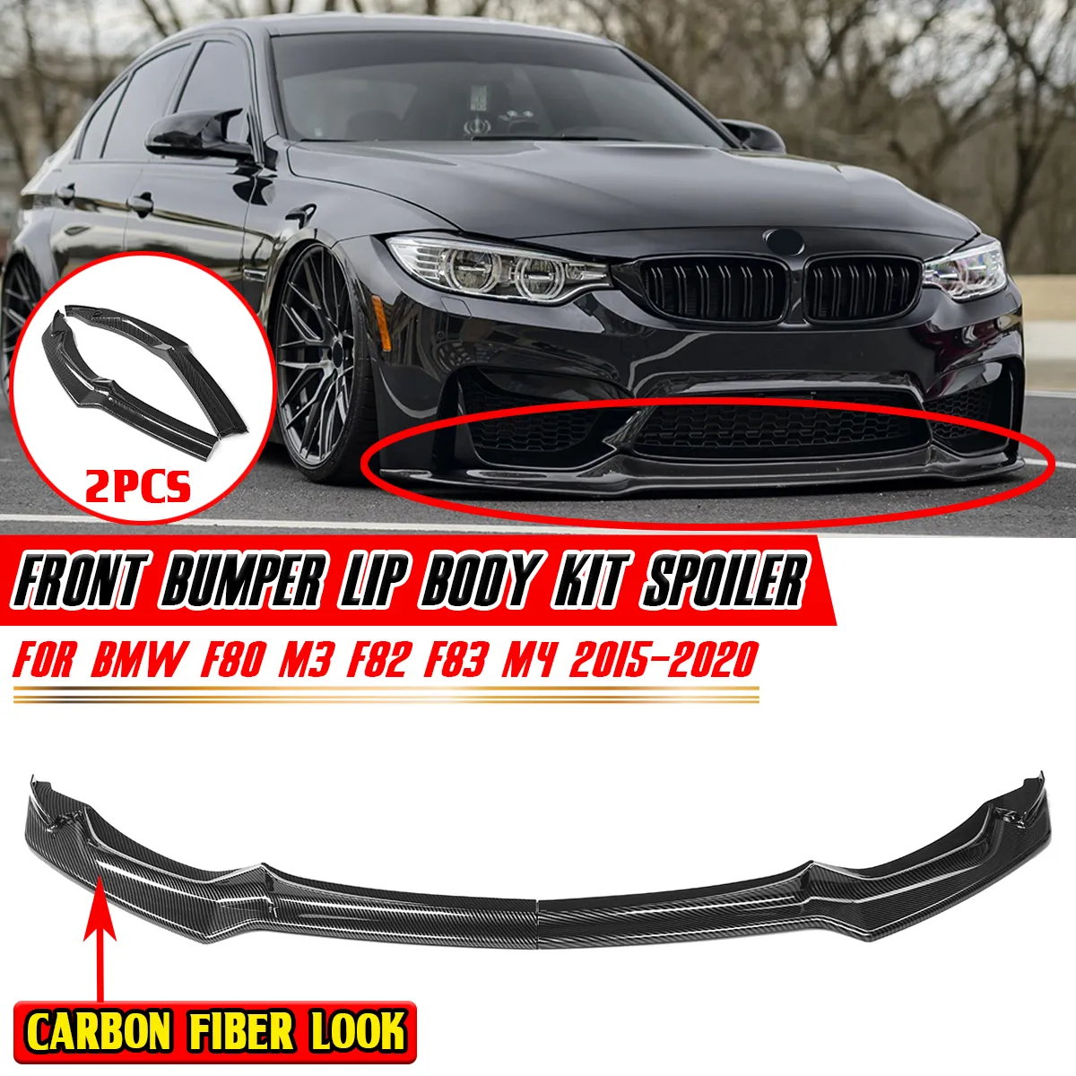 FOR BMW M3 M4 F80 F82 F83 FRONT LIP SPLITTER SPOILER PERFORMANCE STYLE CARBON