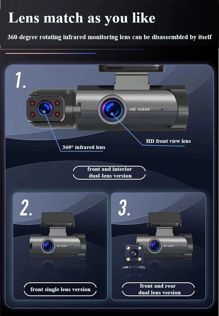 M8 1440P Ultra HD Dash Cam for Recording Front + Interior Car DVR IPS HDR Reversing Image Night Vision 24H Parking Monitoring M8 1440P Ultra HD Dash Cam for Recording Front + Interior Car DVR IPS HDR Reversing Image Night Vision 24H Parking Monitoring