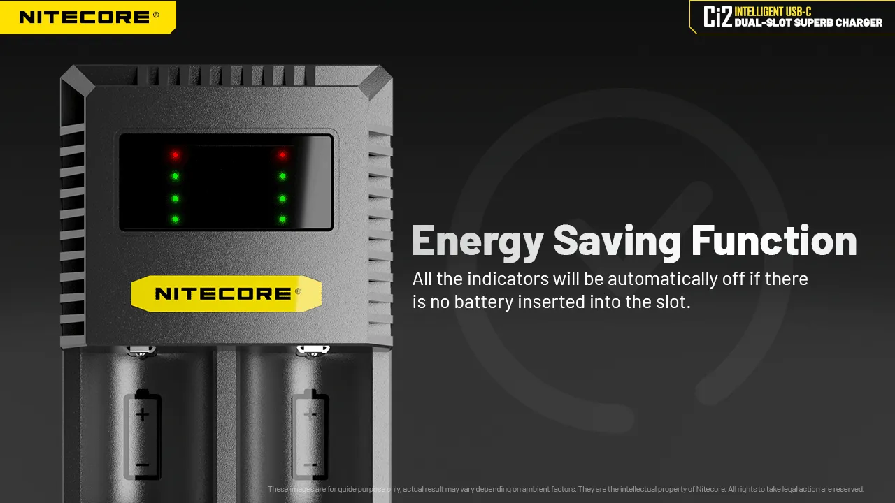 Nitecore Ci2 Dual Slot Universal Battery Charger For IMR/Li-ion Ni-MH/Ni-Cd 18650 21700 26650 AA AAA Battery Flashlight Home Tools RC Toys Cell Charger