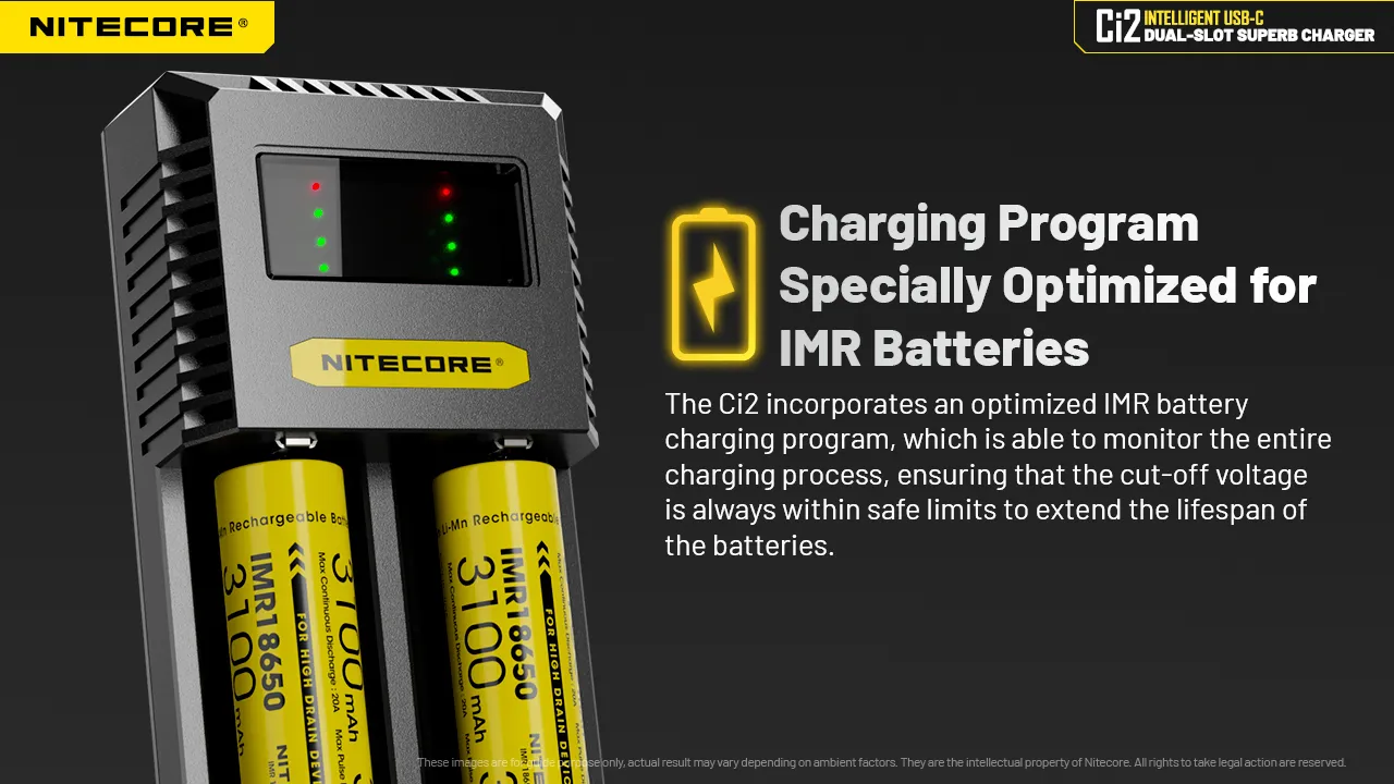 Nitecore Ci2 Dual Slot Universal Battery Charger For IMR/Li-ion Ni-MH/Ni-Cd 18650 21700 26650 AA AAA Battery Flashlight Home Tools RC Toys Cell Charger