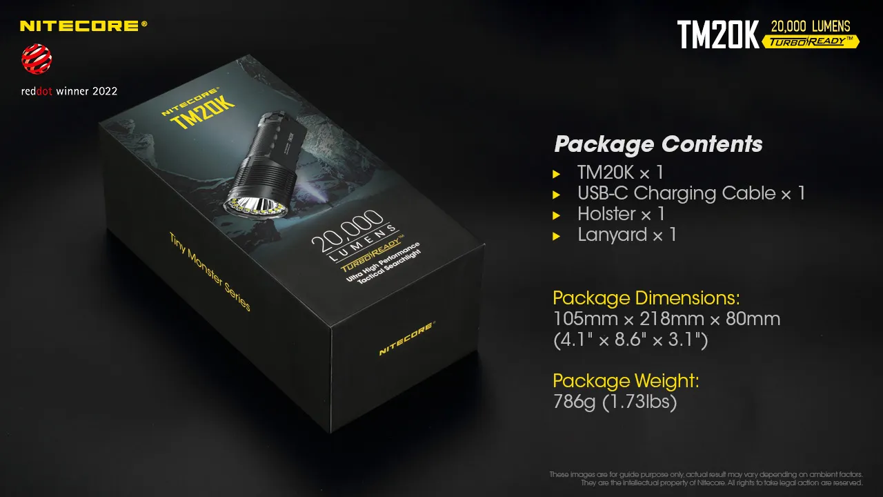 NITECORE TM20K 20,000 Lumen Strong USB Rechargeable Flashlight 19Pcs LED High Powerful LED Torch