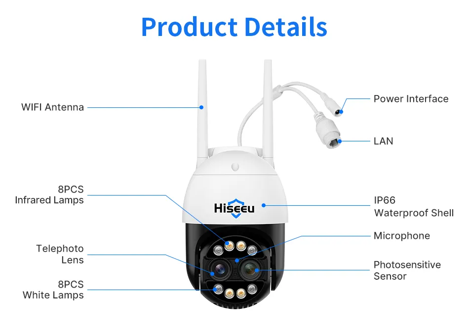 Hiseeu 4MP+4MP Dual Lens Wifi PTZ IP Camera 2.8+12mm 8X Zoom CCTV Video Surveillance Camera Color Night Vision Ai Human Cam Hiseeu 4MP+4MP Dual Lens Wifi PTZ IP Camera 2.8+12mm 8X Zoom CCTV Video Surveillance Camera Color Night Vision Ai Human Cam