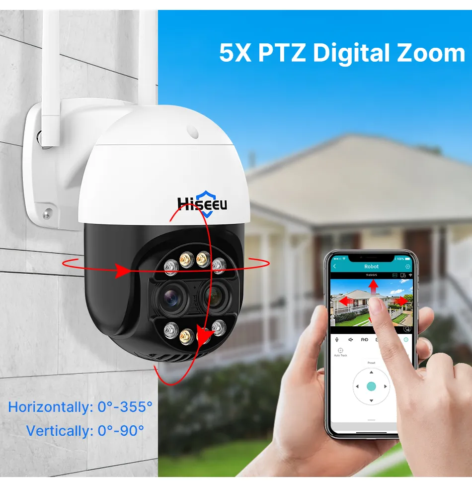 Hiseeu 4MP+4MP Dual Lens Wifi PTZ IP Camera 2.8+12mm 8X Zoom CCTV Video Surveillance Camera Color Night Vision Ai Human Cam Hiseeu 4MP+4MP Dual Lens Wifi PTZ IP Camera 2.8+12mm 8X Zoom CCTV Video Surveillance Camera Color Night Vision Ai Human Cam