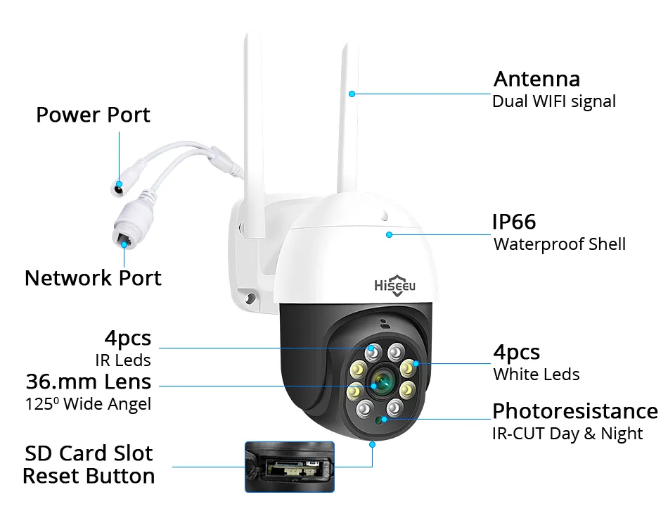 Hiseeu 3MP/5MP PTZ IP Camera Outdoor Security AI Human Detection H.265X Wireless WiFi Video Surveillance Cameras iCsee P2P Hiseeu 3MP/5MP PTZ IP Camera Outdoor Security AI Human Detection H.265X Wireless WiFi Video Surveillance Cameras iCsee P2P