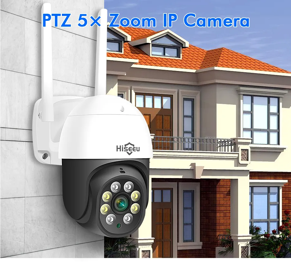 Hiseeu 3MP/5MP PTZ IP Camera Outdoor Security AI Human Detection H.265X Wireless WiFi Video Surveillance Cameras iCsee P2P