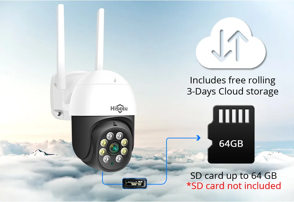 Hiseeu 3MP/5MP PTZ IP Camera Outdoor Security AI Human Detection H.265X Wireless WiFi Video Surveillance Cameras iCsee P2P Hiseeu 3MP/5MP PTZ IP Camera Outdoor Security AI Human Detection H.265X Wireless WiFi Video Surveillance Cameras iCsee P2P