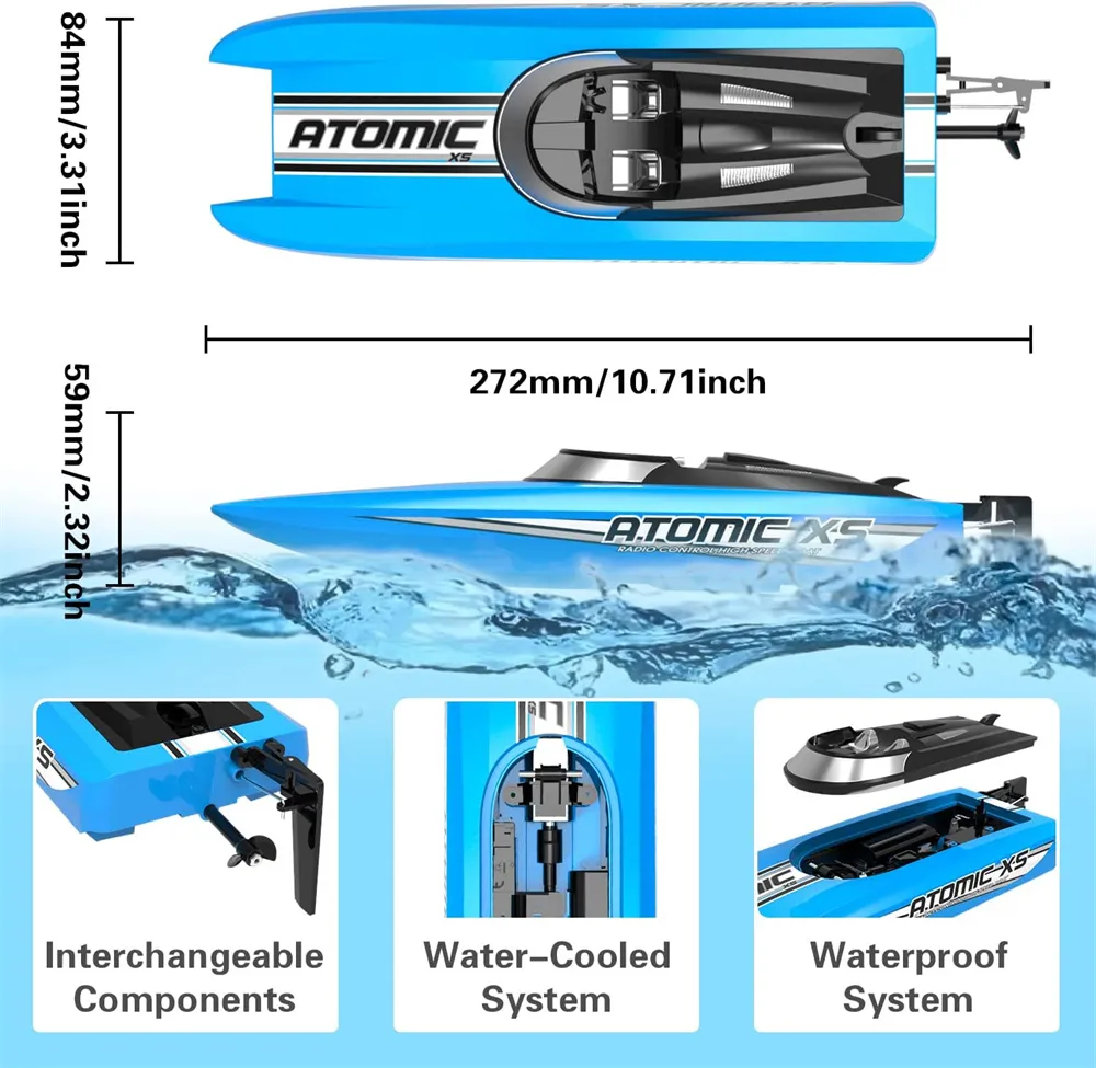 Volantexrc 2.4G 2CH 795-5 ATOMIC XS Mini RC Boat 30km/h Waterproof Reverse Water-Cooled Vehicles Models RTR Pool LakesToys Volantexrc 2.4G 2CH 795-5 ATOMIC XS Mini RC Boat 30km/h Waterproof Reverse Water-Cooled Vehicles Models RTR Pool LakesToys