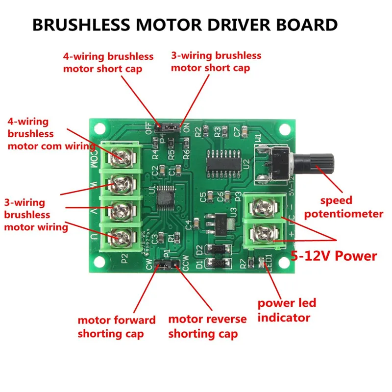 5V-12V DC Brushless Motor Driver Board Controller for Hard Drive Motor 3/4 Wire