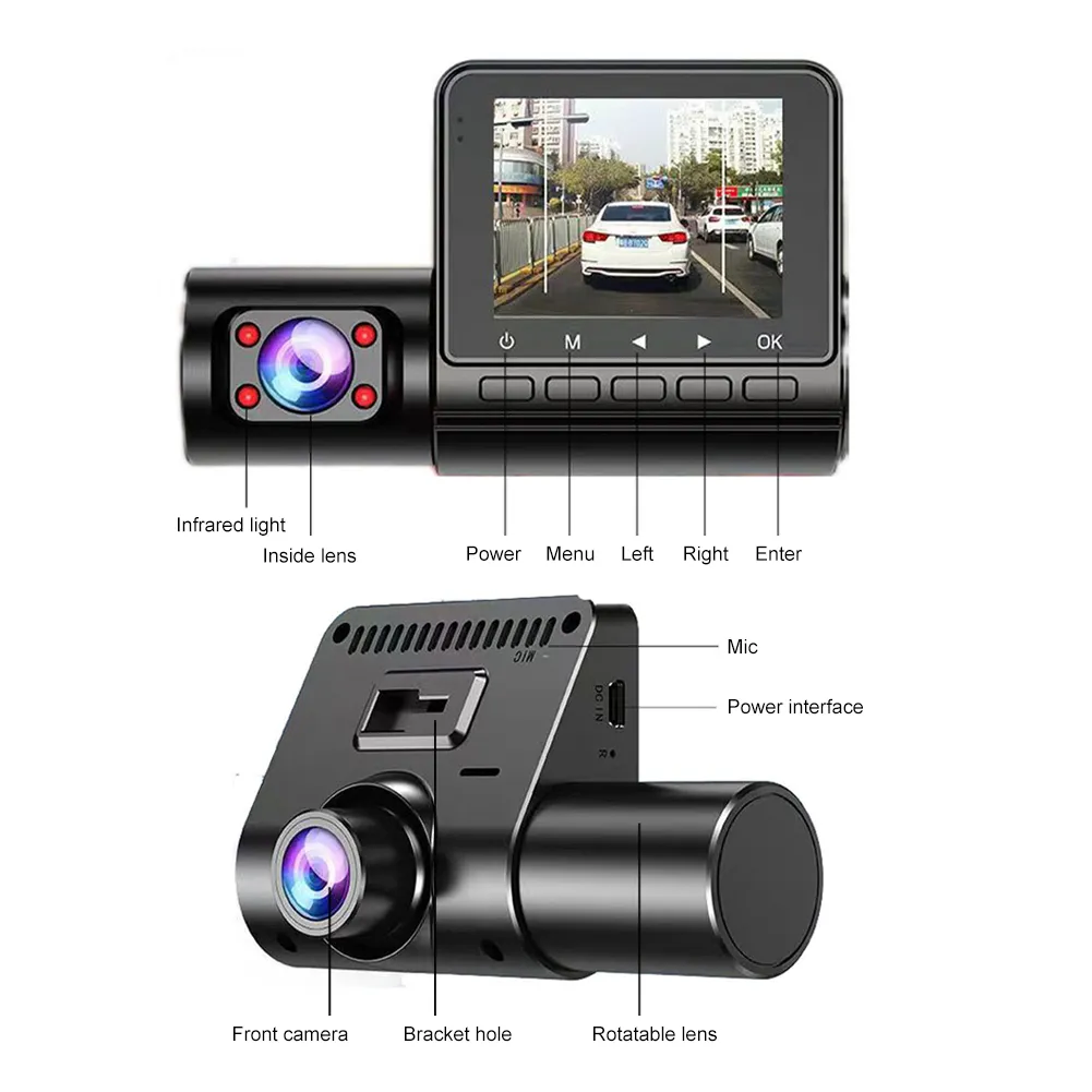 C50B 1080P 3-Channel Dash Cam Car DVR Infrared Night Vision 360° Rotatable Lens HD IPS Screen Reversing Parking Monitor C50B 1080P 3-Channel Dash Cam Car DVR Infrared Night Vision 360° Rotatable Lens HD IPS Screen Reversing Parking Monitor