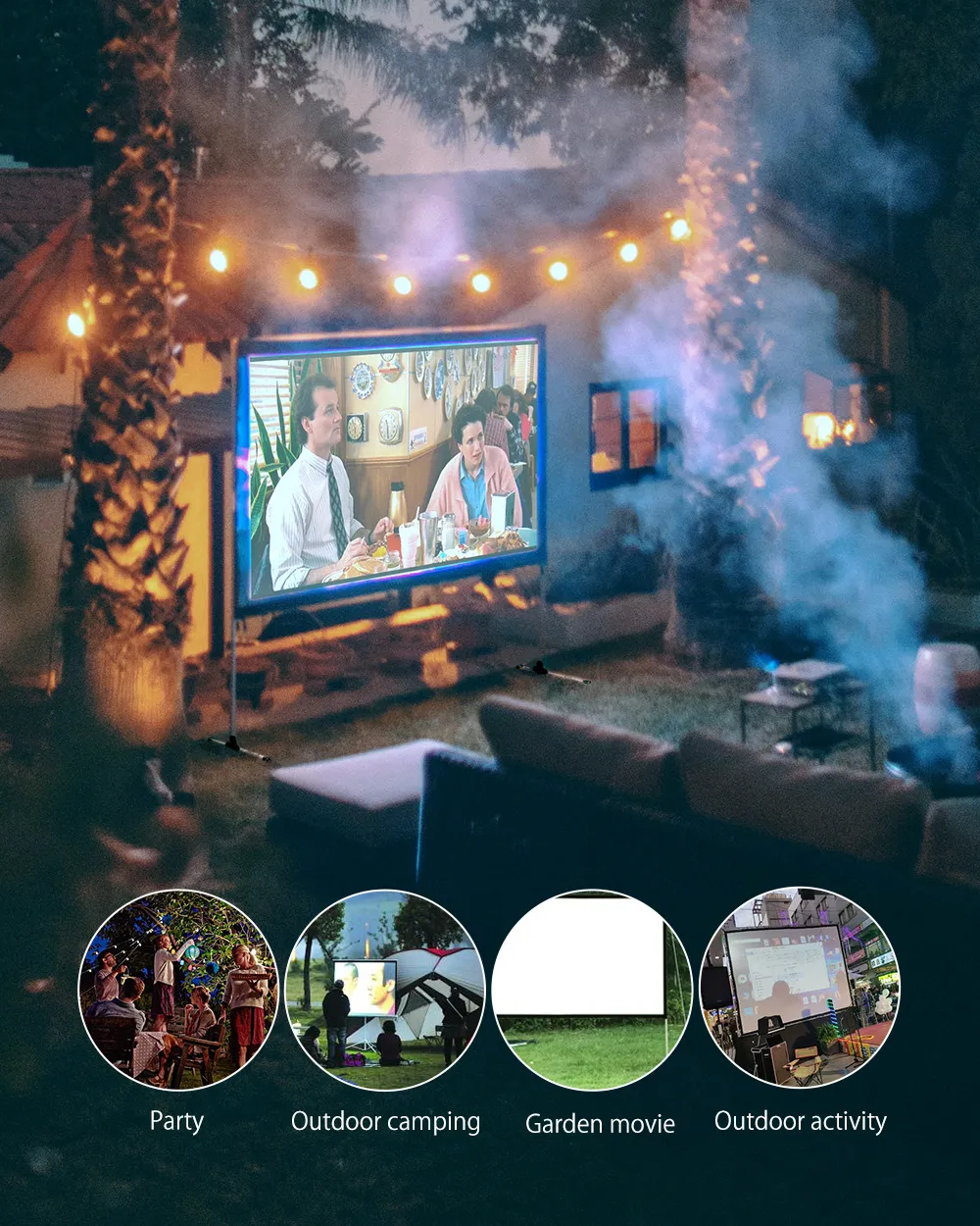 BlitzWolf® BW-VS6 80/100/120-Inch Projector Screen with Stable Stand 4K Resolution 16:9 Foldable Anti-Crease Easy Installation Outdoor Movie Screen