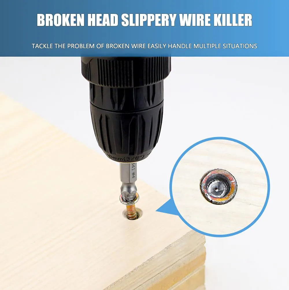 4PCS Titanium/Natural Color HSS Damaged Screw Extractor Drill Stripped Screw Extractor Remover Set Double Ended Broken Screw Bolt Demolition Tools