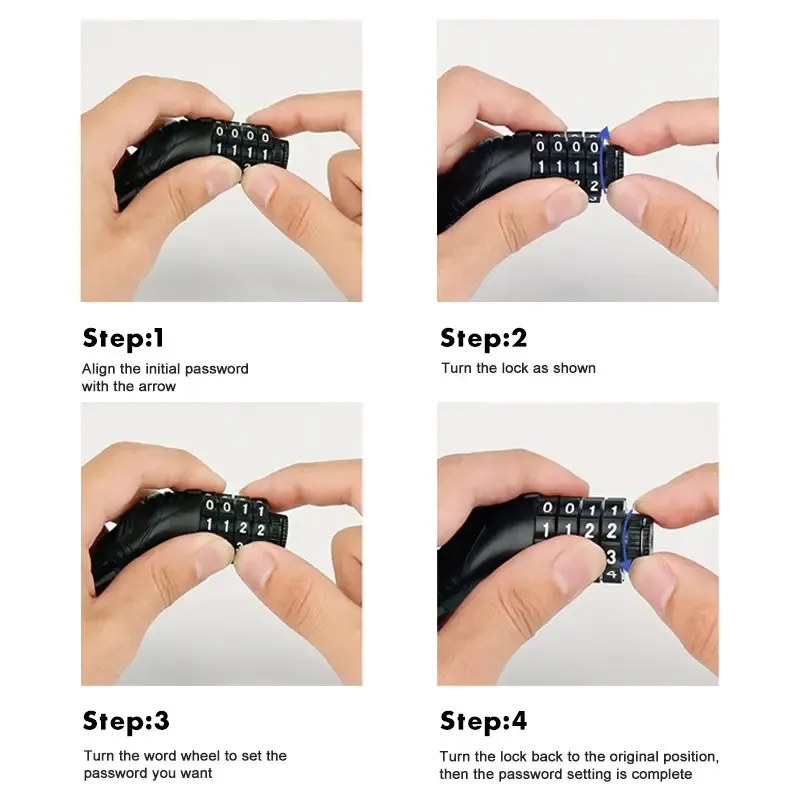 4 Digit Password Cable Lock Anti Theft Combination For Bicycle Motorcycle Scooter