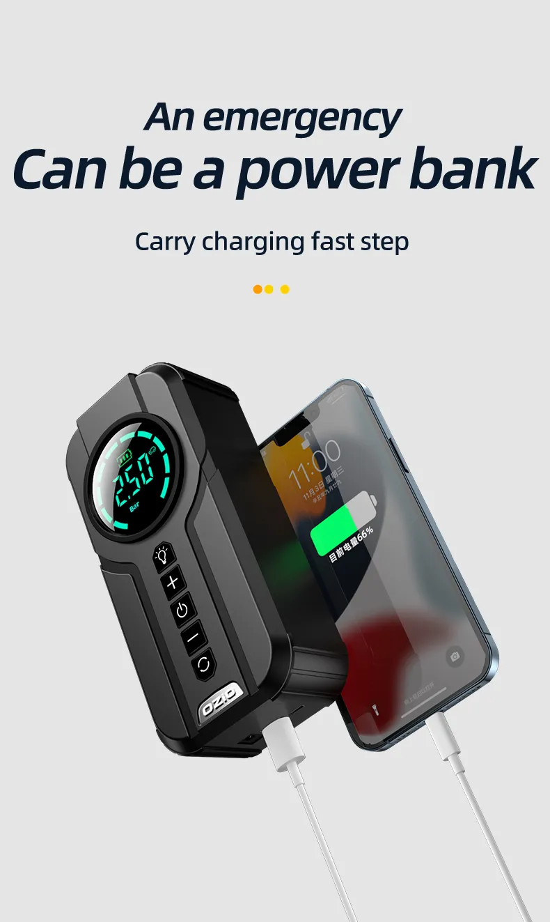 Wireless & Wired Dual-use Air Pump 18000mAh 150PSI Fast Inflation Charging LED Lighting HD Display for Car SUVs Motocycle Bike Ball