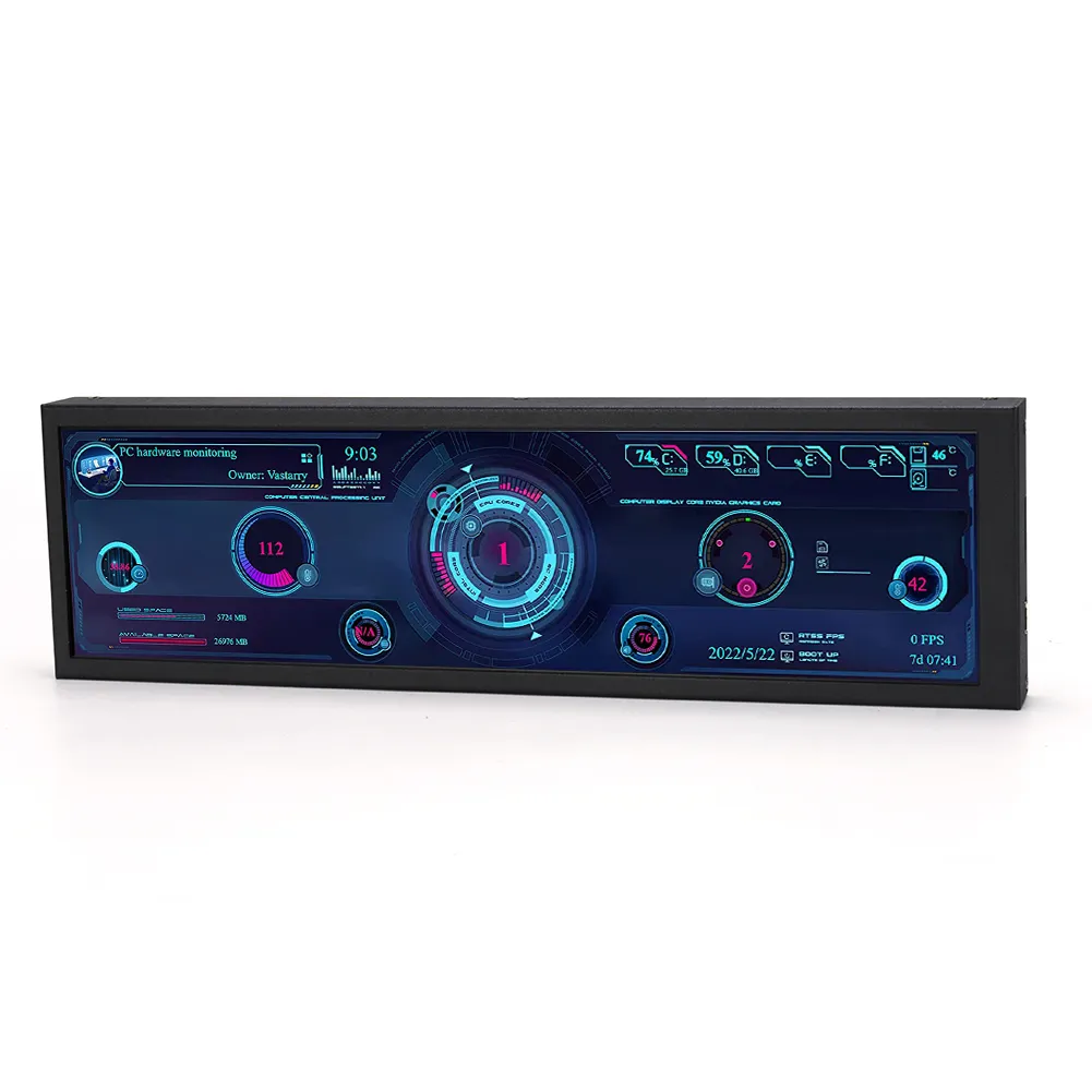 8.8 Inch Long Strip LCD Screen 1920*480P HD Driver Board Secondary Monitor AIDA64 Sub Display CPU GPU SSD Information 8.8 Inch Long Strip LCD Screen 1920*480P HD Driver Board Secondary Monitor AIDA64 Sub Display CPU GPU SSD Information