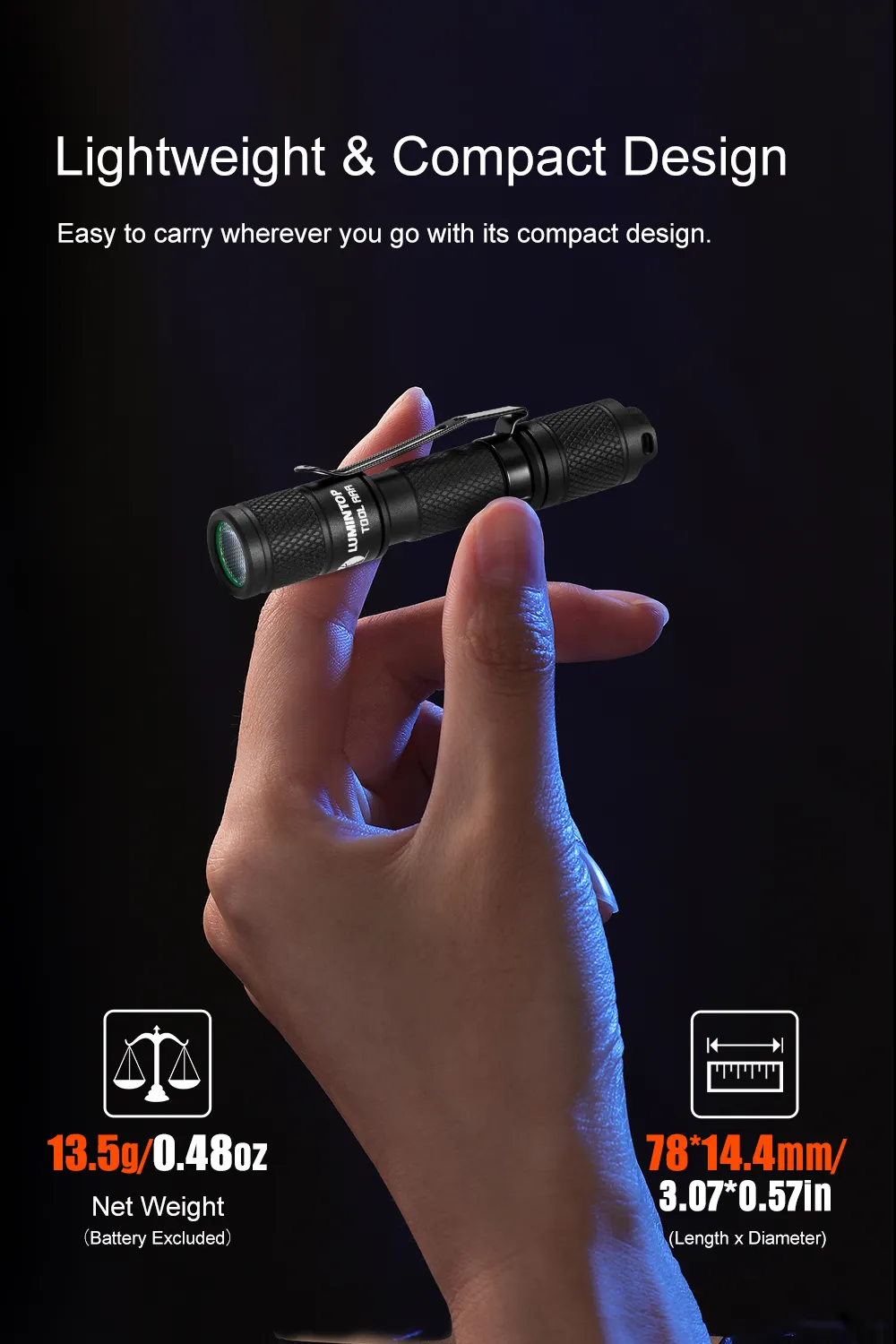 Lumintop Tool AAA 110 Lumen Pocket-sized Keychain EDC Mini Flashlight XP-G2 Led IP68 Waterproof with Reversible Clip