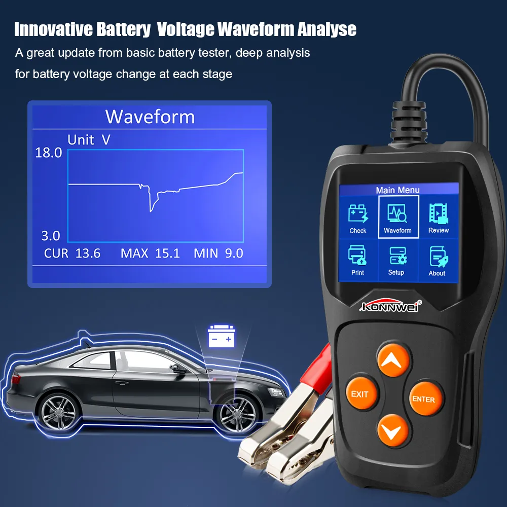 KONNWEI KW600 12V Autobatterietester Analysator 100 bis 2000CCA Anlassen 30-220 AH KONNWEI KW600 12V Autobatterietester Analysator 100 bis 2000CCA Anlassen 30-220 AH